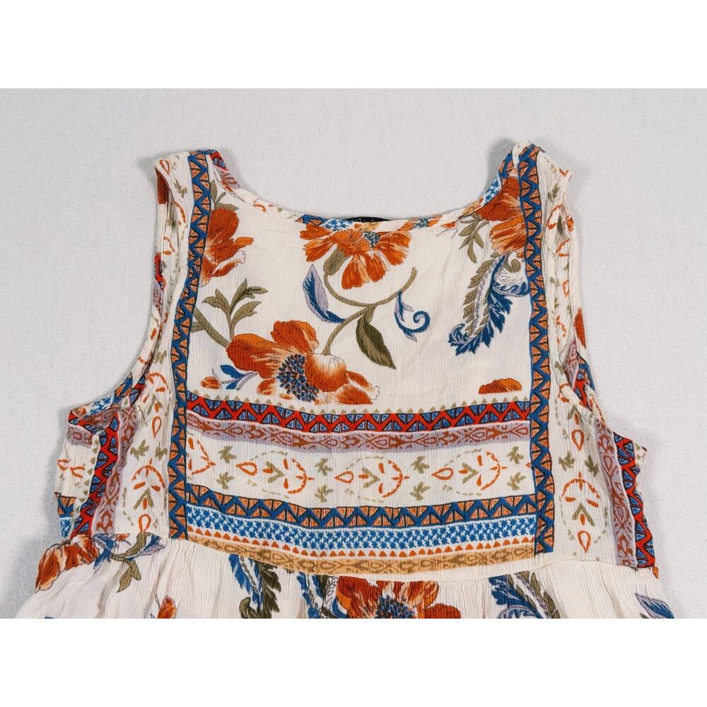 Patrons of Peace Floral Babydoll Tank Top Size Small Orange Boho Indie Hippie - Picture 6 of 10